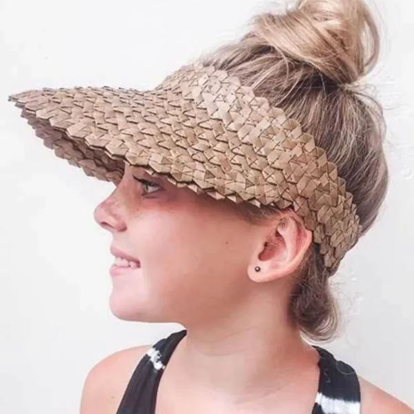 Child Rattan Beach Visor -Tan<Boutique Bonita Clearance