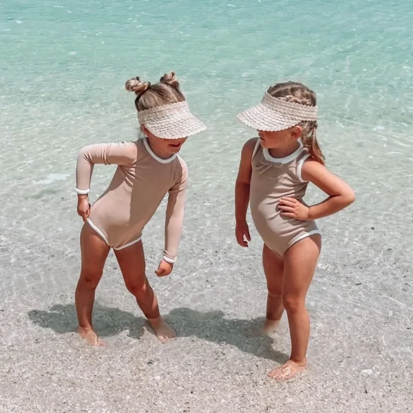 Child Rattan Beach Visor - Cream<Boutique Bonita Outlet