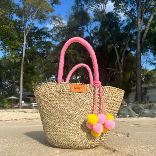 The Bali Pink Pom Pom Basket<Boutique Bonita New