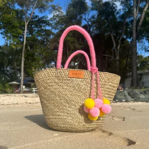 The Bali Pink Pom Pom Basket<Boutique Bonita New