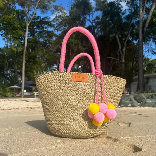 The Bali Pink Pom Pom Basket<Boutique Bonita New