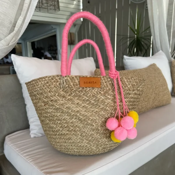 The Bali Pink Pom Pom Basket<Boutique Bonita New