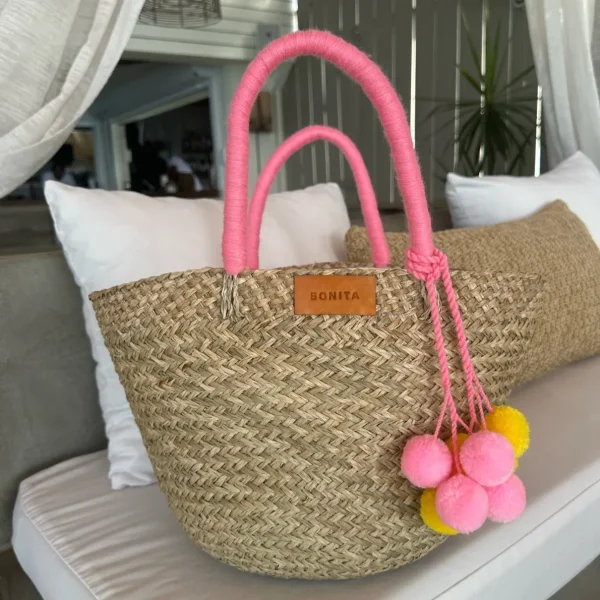 The Bali Pink Pom Pom Basket<Boutique Bonita New