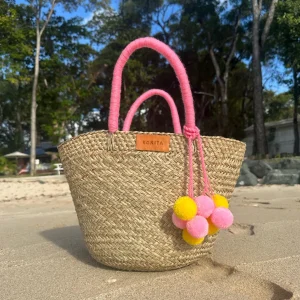 The Bali Pink Pom Pom Basket<Boutique Bonita New