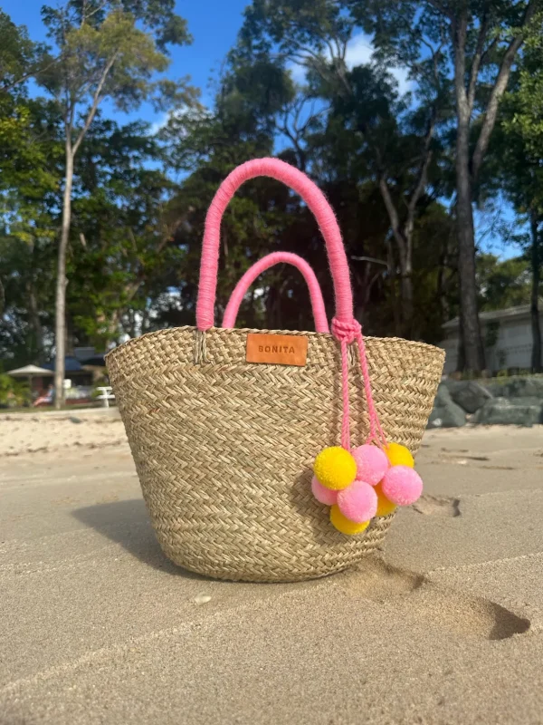 The Bali Pink Pom Pom Basket<Boutique Bonita New