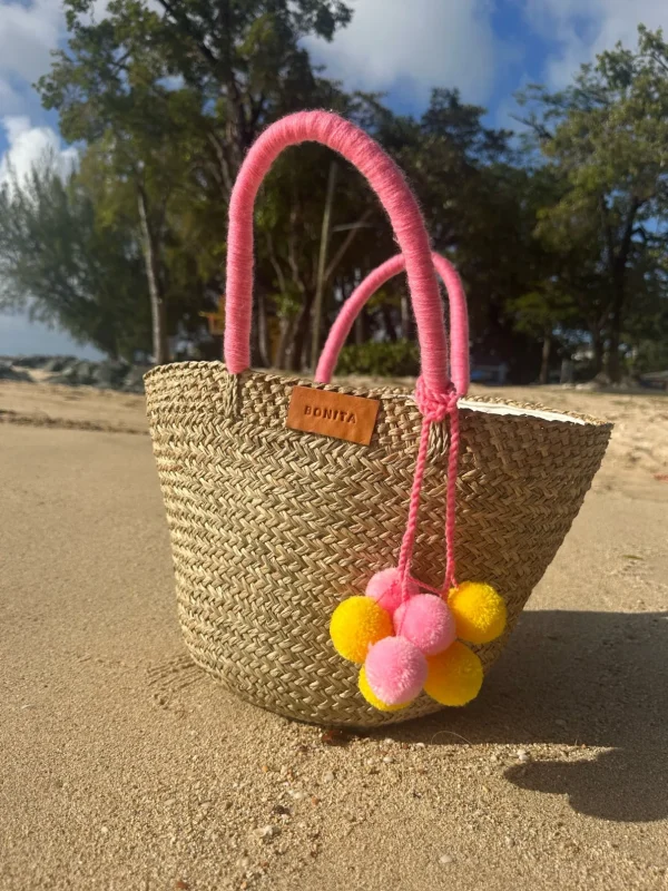 The Bali Pink Pom Pom Basket<Boutique Bonita New