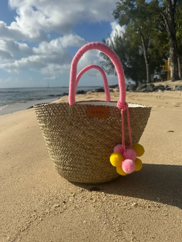 The Bali Pink Pom Pom Basket<Boutique Bonita New