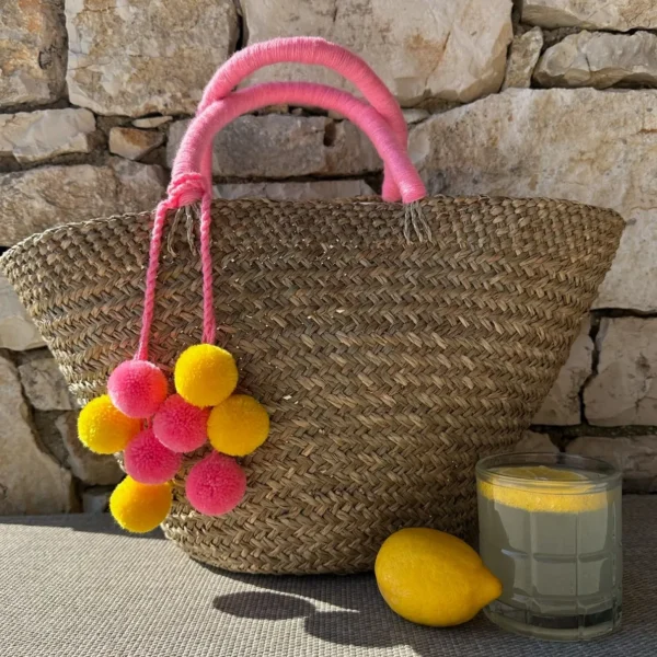The Bali Pink Pom Pom Basket<Boutique Bonita New