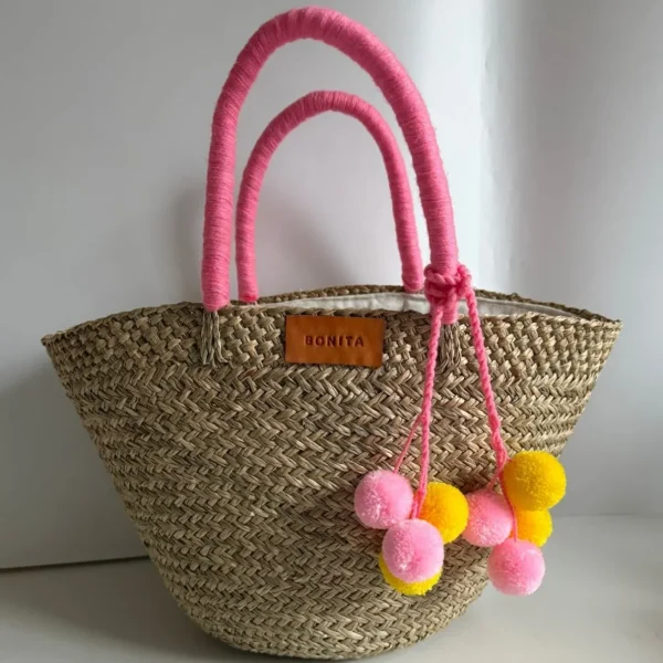 The Bali Pink Pom Pom Basket<Boutique Bonita New