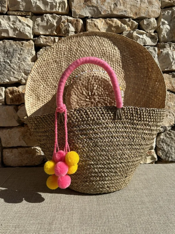The Bali Pink Pom Pom Basket<Boutique Bonita New