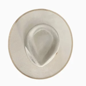Vegan Suede Unisex Rancher Hat - Ivory with Nude Bow<Boutique Bonita New